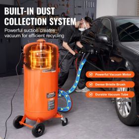 28 Gallon Vacuum Sand Blaster, Dustless Sandblaster with Built-in 1200W Vacuum System for Dust Control and Abrasive Recycle
