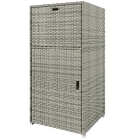 Outdoor Towel Rack for Pool w/ Drawer & Cabinet, Gray