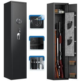 Home Rifle and Pistols Gun Safe with LED Light and Alarm System,Biometric Fingerprint Rifle Safe,Quick Access 4-5 Rifle
