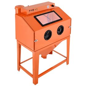 115 Gallon Sandblasting Cabinet, Heavy Duty Steel Sand Blasting Cabinet with 31-Gallon Media Hopper