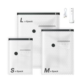 Vacuum Storage Bags, 18 Pack Space Saver Vacuum Seal Bags for Clothing, with Pump and Charging Cable, Double Zipper Seal, Thickened PA and PE