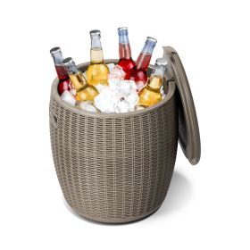 9.5 Gallon Cooler Side Table, Portable Ice Chest with Built-in Handle