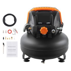 6 Gallon Air Compressor, 1.7HP 2.3CFM@90PSI Portable Pancake Air Compressor & 150PSI Max Pressure (Accessories: 50 ft Hose Kit, Gas Flow Rate: 2.6 CMF)