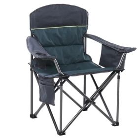 Folding Camping Chair Portable Padded Oversized Chairs with Cup Holders (Color: green)