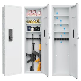 53" Passwod Touch Panel In-Wall Safe,Hidden Wall Gun Safe for Rifles with Adjustable Shelves (Color: as Pic)