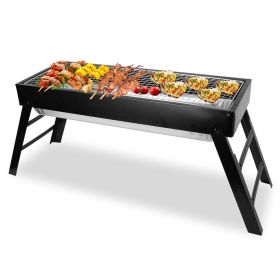 Foldable Charcoal BBQ Grill Stainless Steel Grill Net Easy Setup Portable Tabletop Barbecue Grill for Camping Picnic Outdoor Party Backyard (Type: Standard)